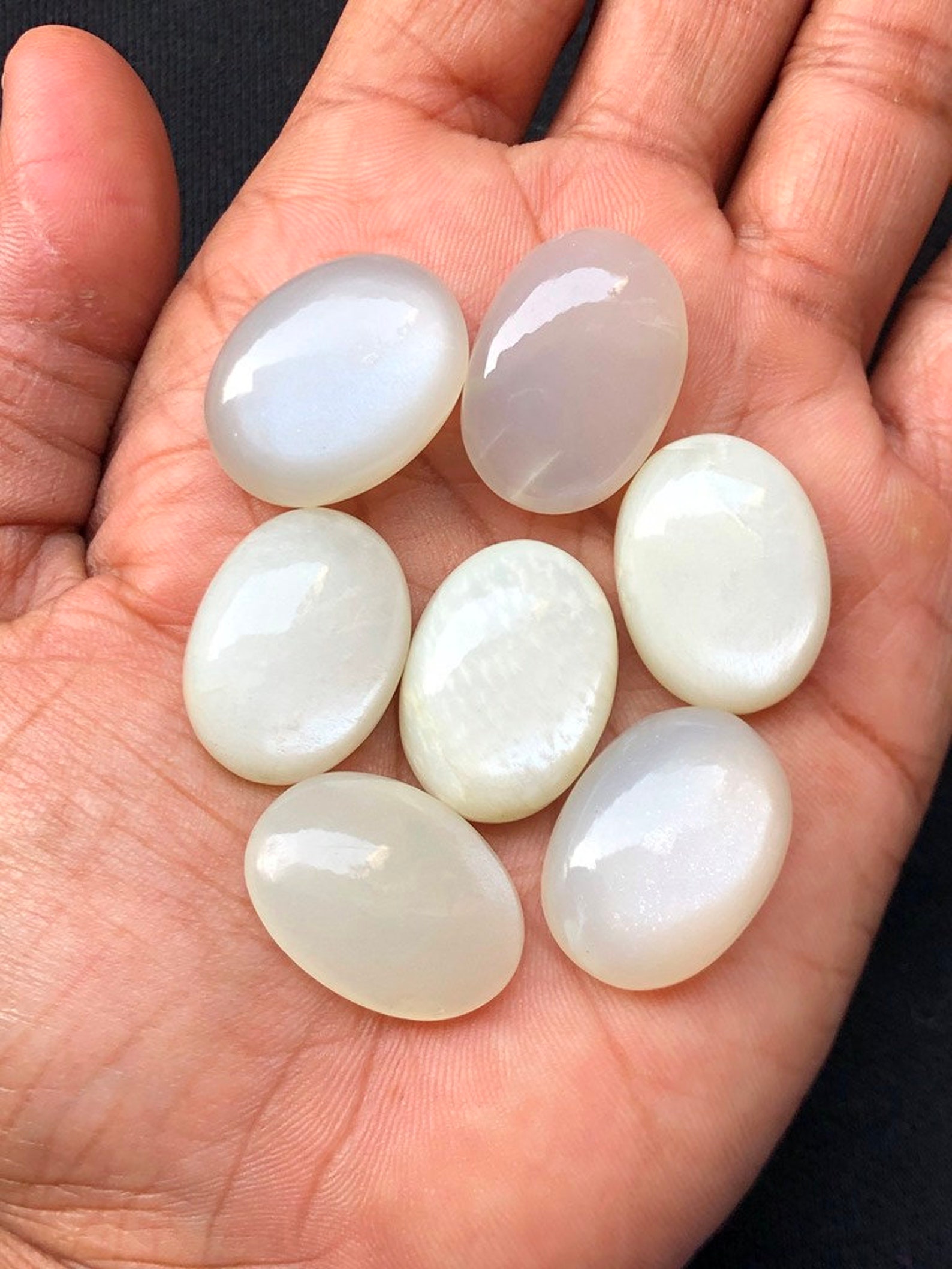 White Moonstone Cabochon 7 Pieces Size 2524 MM Approximately Etsy