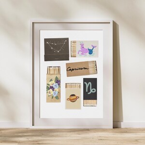 Capricorn Print | Aesthetic Capricorn Matchbox Poster | Trendy Zodiac Print | Horoscope Wall Art