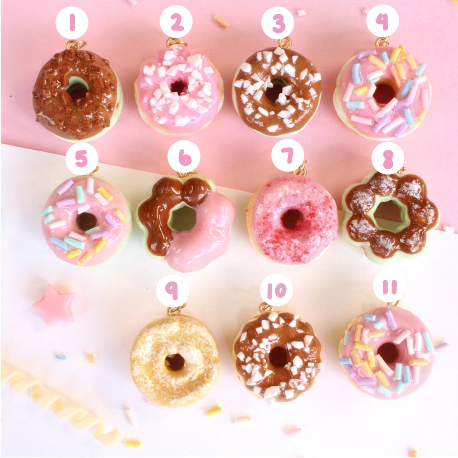 Donut Charm/ Clay Donut / Donut Keychain Etsy