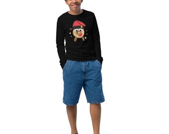 The Pooping Log, uniseks jeugdshirt met lange mouwen, zwart, Engelse songteksten