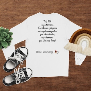 Camisa de manga larga unisex o pijama The Pooping Log, pijama, payama con canción catalana