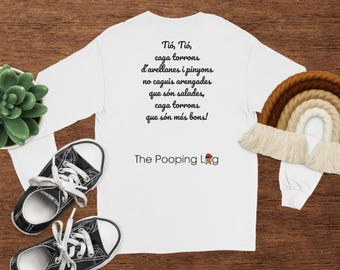 The Pooping Log, uniseks shirt met lange mouwen of pyjama, pyjama, payama ft. Catalaans lied