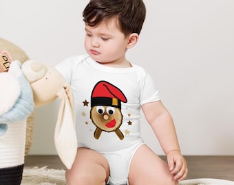 The Pooping Log - uniseks babyrompertje met korte mouw ft. de traditionele songtekst in het Catalaans