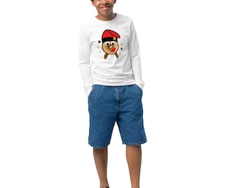The Pooping Log, uniseks jeugdshirt met lange mouwen, wit of grijs, Engelse songteksten