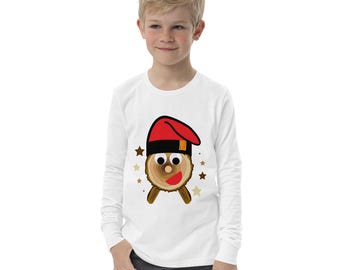 The Pooping Log, uniseks kindershirt met lange mouwen, wit of grijs, Catalaanse teaser