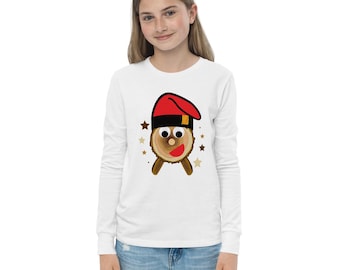 The Pooping Log, uniseks jeugdshirt met lange mouwen, wit of grijs, Catalaanse songteksten