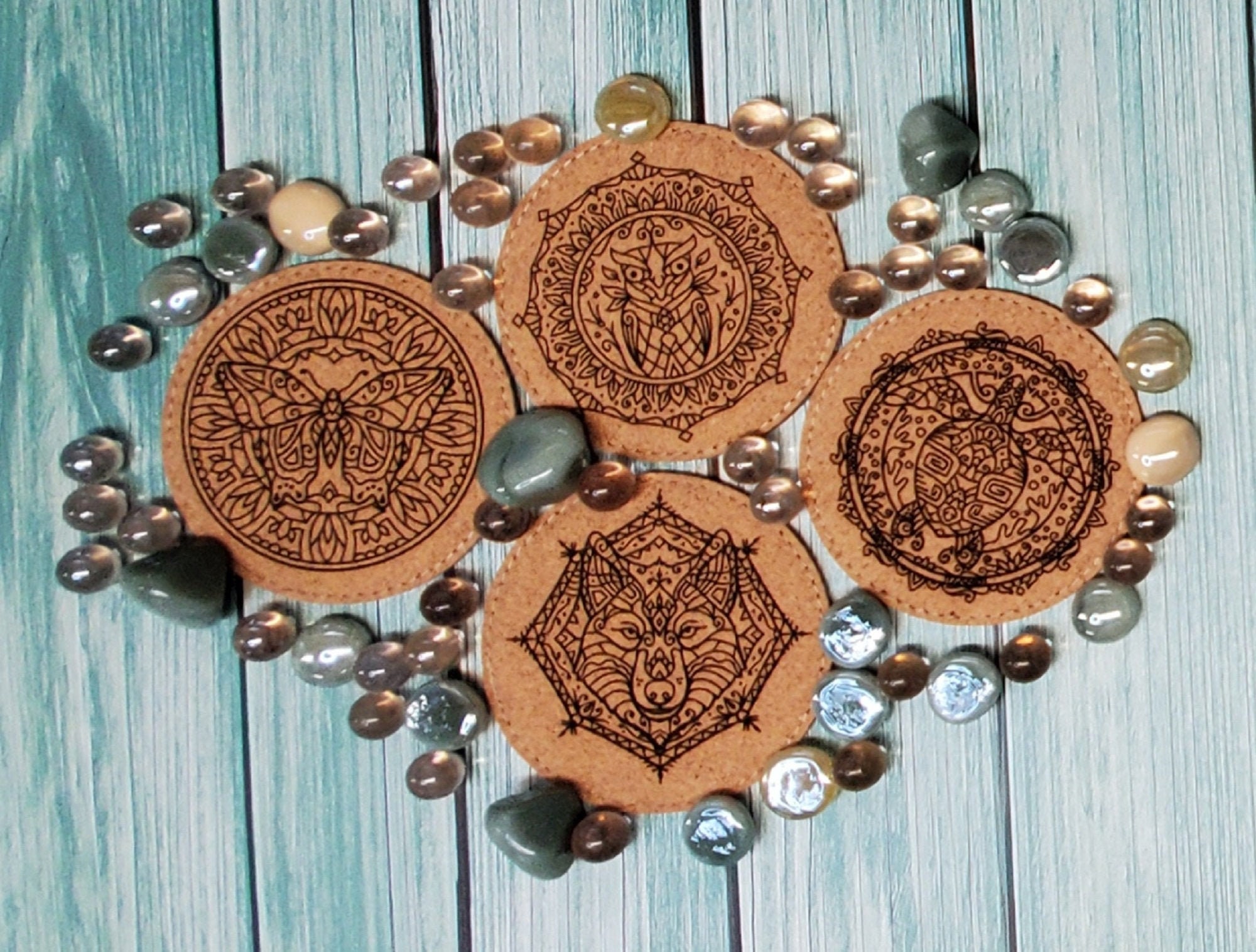 Laser Engraved Faux Leather Waterproof Coasters Etsy