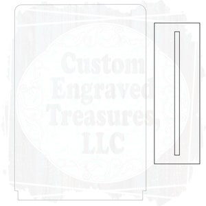 May include: A white background with a black outline of a rectangle. Inside the rectangle is the text "Custom Engraved Treasures LLC".