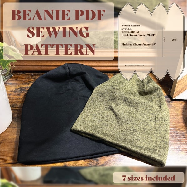 Slouch Beanie Hat PDF Pattern • Adult, Newborn, Child Sizes • Minimal