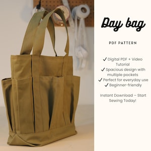 Day Bag - PDF Digital Pattern - Beginner Tote Bag