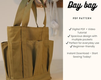 Day Bag - PDF Digital Pattern - Beginner Tote Bag