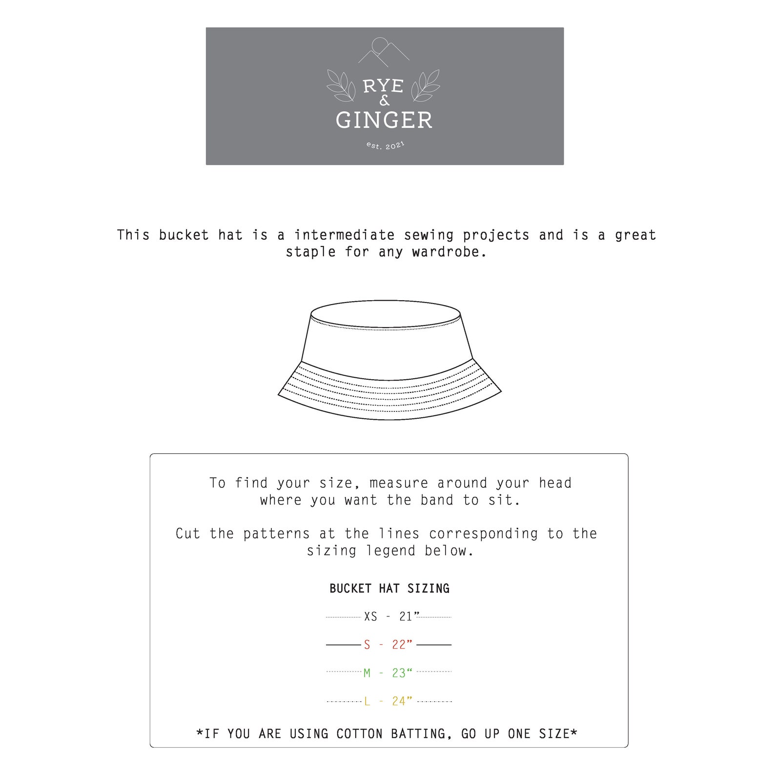 Bucket Hat Sewing Pattern PDF Sewing Pattern Teen Adult Etsy UK