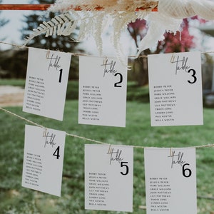 Wedding Seating Card Template, Minimalist Seating Plan, Editable, Instant Download, Modern Calligraphy, NAT