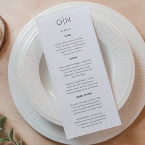 Minimalist Reception Menu Template, Script Wedding Menu, Printable, INSTANT Download, Editable, OLIVIA