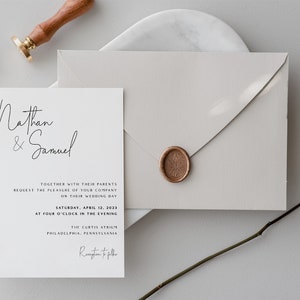 Wedding Invitation Template, Modern Calligraphy, Minimalist, Editable Printable Template, DIY, INSTANT Download, Corjl, NATE