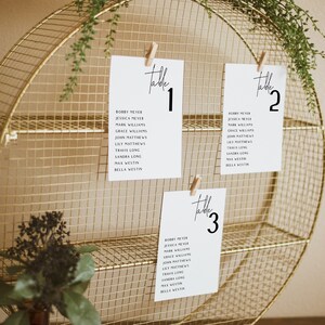 Plantilla de tarjeta de asientos para bodas, plano de asientos minimalista, editable, descarga instantánea, caligrafía moderna, NATE