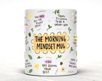 Mug État d'esprit positif, lutte contre le stress Sensibilisation à la santé mentale Motivation quotidienne Loi de l'attraction Soins personnels Mug Amour de soi Mug Affirmation