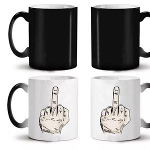 Color Change Coffee Mug: Funny Middle Finger Magic Cup
