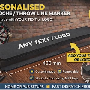 Personalised Dart Oche / Throw Line Marker – Any Text or Logo