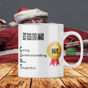 Secret Santa Boss Gift Mug add name to personalise manager boss supervisor  rude office fun work