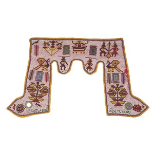 Vintage Pearl Hand Embroidered Wall Hanging Multi Color Ethnic Beads Work Wall Decor Art Indian Hand Crafted Gujarati Textile