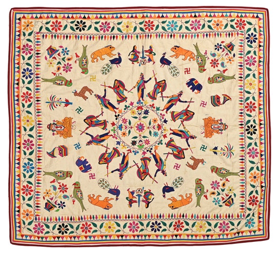 インド グジャラート アップリケ 壁飾り布 インド グジャラート