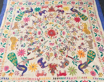 インド グジャラート州 工芸品 テキスタイル「花 壁掛け」 インド グジャラート州 工芸品 テキスタイル「花 壁掛け」