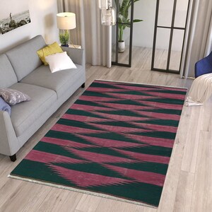 Punjabi Rugs Vintage Handwoven Cotton Reversible Rugs Eco-friendly Punjabi Dhurrie ...