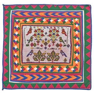 Beads Vintage Embroidered Pearl Wall Hanging Textile, Unique Collection Of Pearl Tapestry, Traditional Indian Textile Cotton Wall Hanging