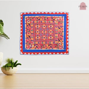 Indian Hand Embroidery Bird design pearl Tapestry Textile Cotton Wall Hanging bed throw Needlework Wall Art Decor Home Wall Decor