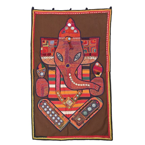 Indien Patchwork Miroir Perlé Chemin Décoration Murale Vintage
