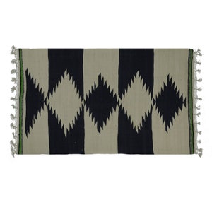 Handwoven Cotton Punjabi Rug 3.6 x 6 ft  Handmade Vintage Reversible Kilim Dhurrie Area Rug Eco-Friendly Home Décor Tribal Indoor Rug