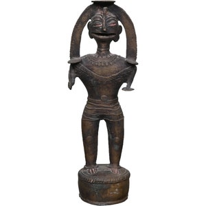 Brass Indian Statue tribal man, Vintage Tabletop hand Brass figurine,1960s Year old rare collection brass statue,Indian home decor furniture