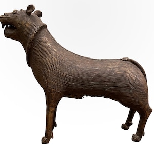 Brass Indian Vintage hand carved brass statue, Rare collection of Home furniture, Antique tabletop collection, Tribal Animal figurine