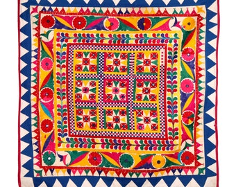 刺繍ボヘミアンハンドメイドインドタペストリー、ミラーシルク