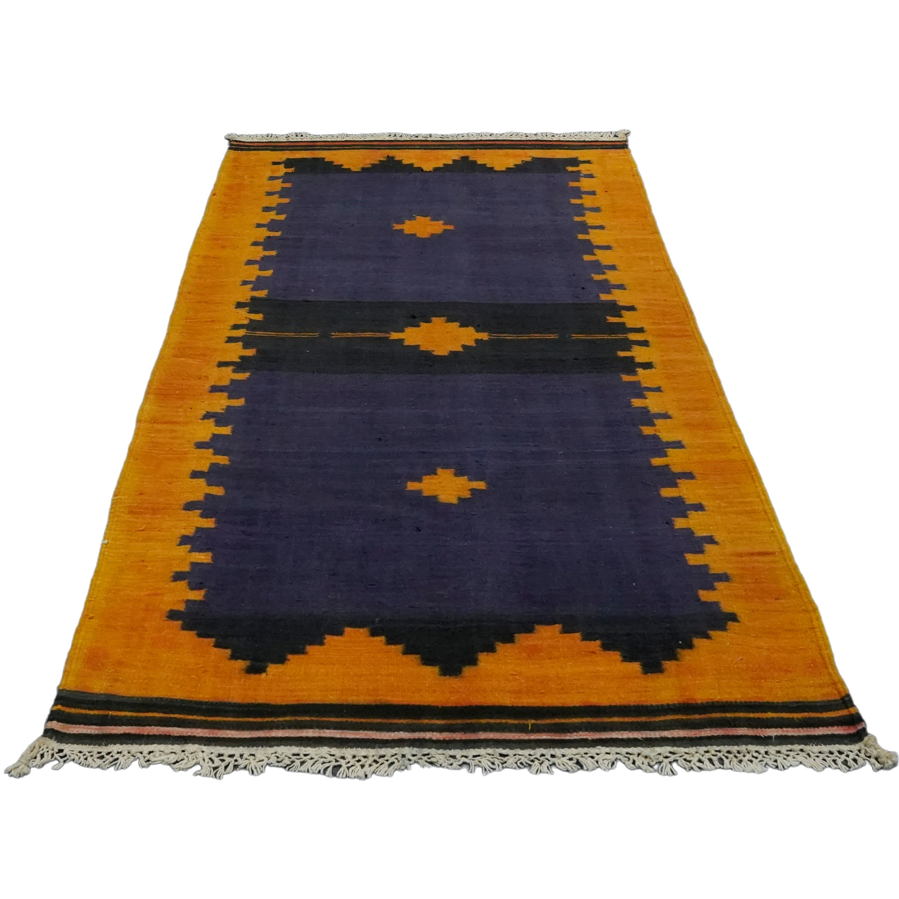 Punjabi Rugs Vintage Handwoven Cotton Reversible Rugs Eco-friendly Punjabi Dhurrie ...