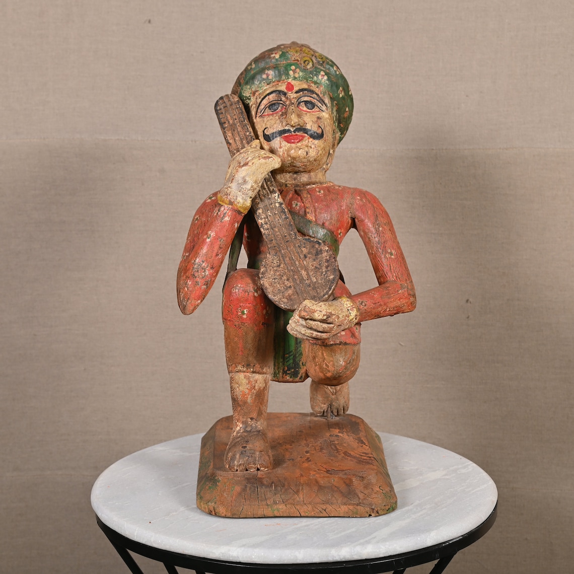 Vintage Wooden Statue Rajasthani Man Figurines Indian Wooden Etsy
