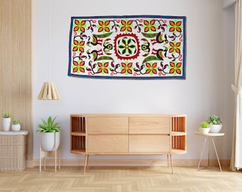 Handmade Antique Vintage Textile Tapestry - Wall hanging Tapestry Art for Home Decor - Embroidery Indian Cotton Textile Aesthetic Tapestry