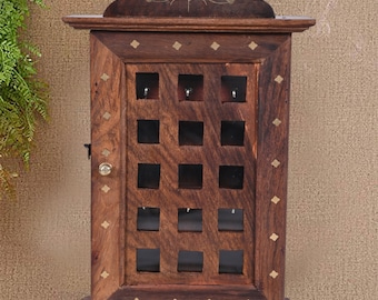 Llavero de madera para colgar en la pared, caja decorativa para llaves, armario para llaves, perchero, colgador, altillo para llaves, hecho a mano, llavero de pared