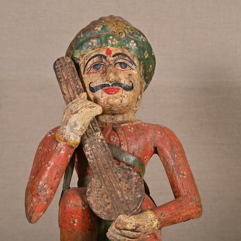 Vintage Wooden Statue Rajasthani Man Figurines Indian Wooden Etsy