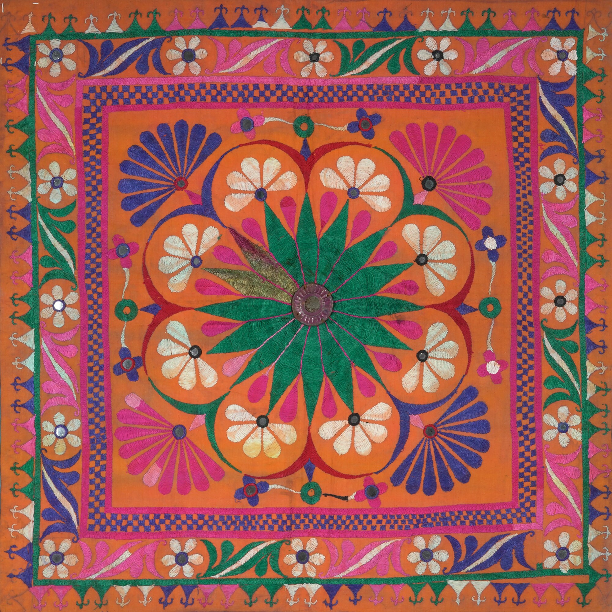 Tenture Murale Artisanale Fusion Furnishing - Motifs Tribaux - Inde - 34x17 Pouces