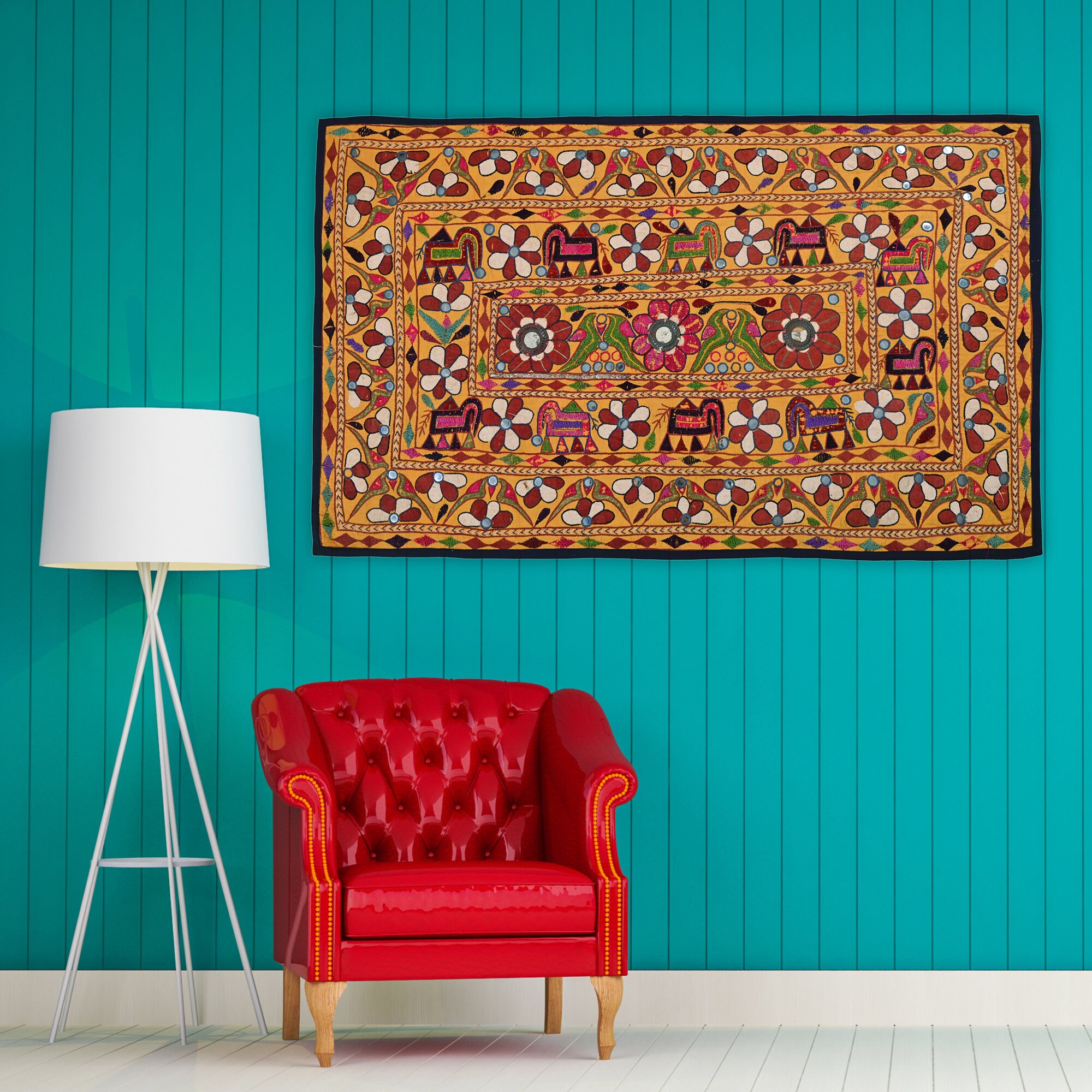 Papier peint tendance Patchwork ronds : tapisserie graphique