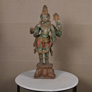 Vintage Indian Goddess Figures, Wooden Statue, Hand Painted Wood Sculpture, Goddess Miniature Sculpture Art, Home decor art, Wall decor