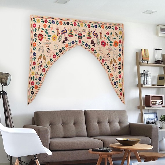 Indischer Toran Türvorhang Pink - 35x6 Zoll Mit Blumen Für Haustür Dekoration