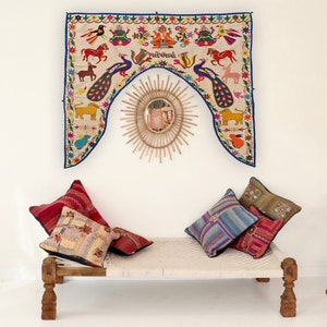 Antique Toran, Bandanwal, Door Hanging, 3.6x4.6 ft,  Hand Embroidered Toran, Wall hanging, colorful, Indian Door Toran, Vintage Textile