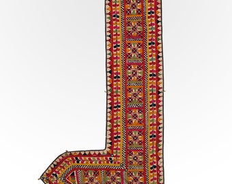 Vintage Toran, 2.10x5.3 ft Bandanwar Door Hanging, Antieke Hand Geborduurde Muur opknoping, kleurrijk, Indian Door Toran, Vintage Textiel