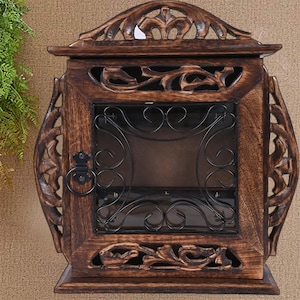Wooden key holder Wall Hanging, Decorative Key Box, Key Cabinet, Key Rack, Hanger, Key Almirah, Hand Made, Wall Mount Key Holder