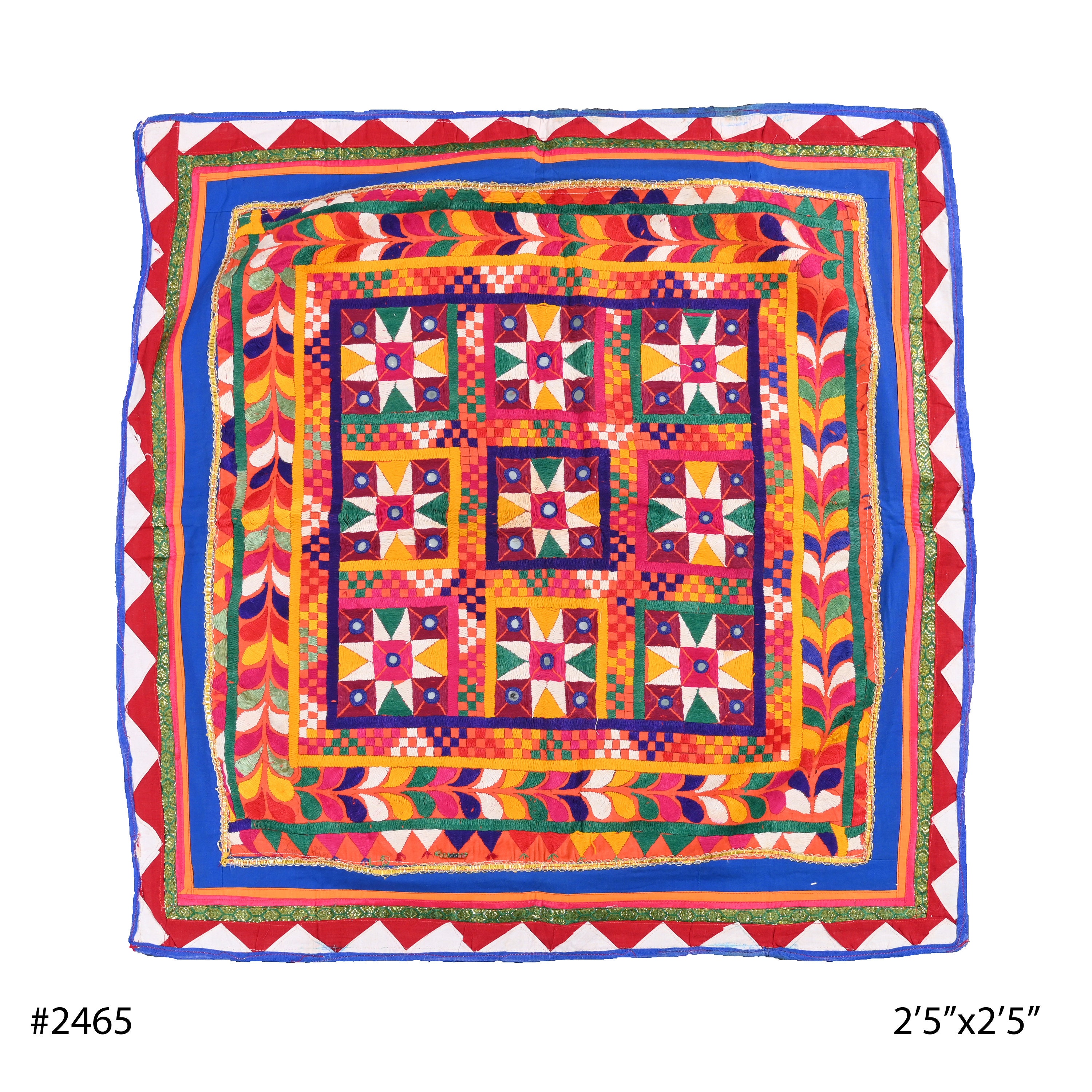 Tapisserie vintage Gujrati 70-80 ans, broderie de soie, coton, fait