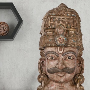 Antique, Hand carved wooden mask, Indian Hand Crafted Mask, Hand painted, wall hanging, wall decor, vintage masks, tribal indian mask