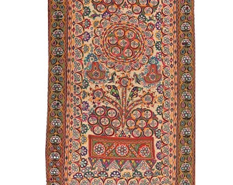 刺繍ボヘミアンハンドメイドインドタペストリー、ミラーシルク